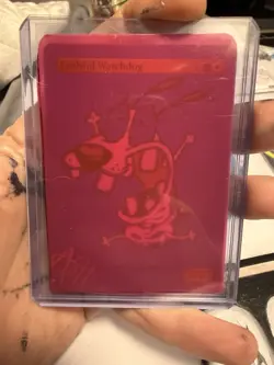 Faithful Watchdog Mtg Handpainted Altered Art Anaglyph Courage The Cowardly Dog - Image 2