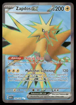 Pokemon Cards Zapdos ex 192/165 151 Ultra Rare NM - Image 1