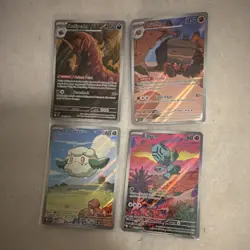 Pokemon TCG SV4 BLK BLT WHT FLR 4 Card Lot Holo Scolipede Crustle Cottonee - Image 1