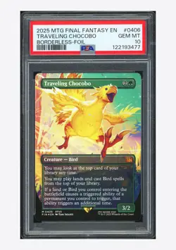 MTG PSA 10 Traveling Chocobo Mythic Borderless Foil 2025 #0406 FIN English - Image 1