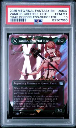2025 MTG FINAL FANTASY BORDERLESS Surge FOIL Vanille, Cheerful l'Cie PSA 10 - Image 1