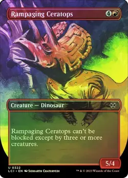 NM Borderless Foil Rampaging Ceratops, MTG, LCI, Magic the Gathering, 322 - Image 1