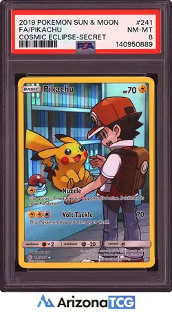 Pokemon 2019 Pikachu 241/236 Full Art Secret Rare Cosmic Eclipse PSA 8 - Image 1