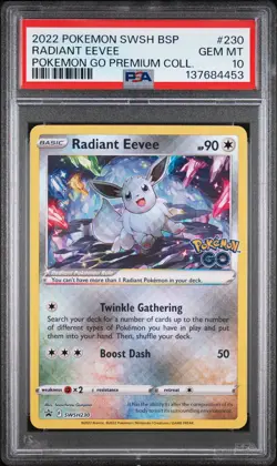 2022 Pokemon Black Star Promo Radiant Eevee #230 PSA 10 Pokemon Go Prem. Coll. - Image 1