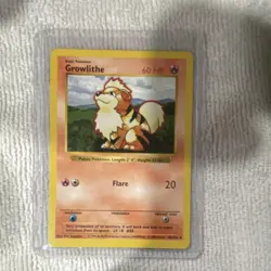 Pokemon Growlithe 28/102 Base Set 60 HP Common WOTC 1999 Vintage shadowless - Image 1