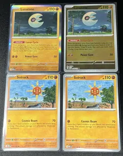 x2 Solrock 075/132 + x2 Lunatone 074/132 Mega Evolutions Pokemon TCG Playset NM - Image 1