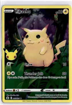 Pikachu Card 5/25 Celebrations Holo Pokemon TCG LP - Image 1