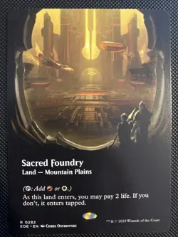 English - MTG Sacred Foundry - Borderless - Edge Of Eternities - Image 1