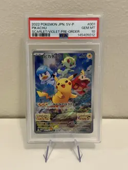 Pikachu 001/SV-P Promo Scarlet & Violet Pre-Order PSA 10 POKEMON JAPANESE 2022 - Image 1