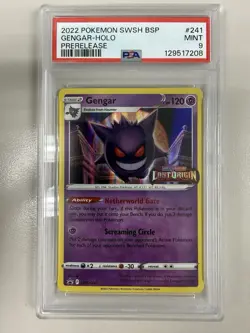 2022 Pokemon SWSH Lost Origins Black Star Promo Prerelease Gengar Holo PSA 9 - Image 1