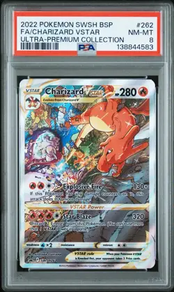 2022 POKEMON CHARIZARD SWSH ULTRA-PREMIUM COLLECTION #262 FULL ART VSTAR PSA 8 - Image 1