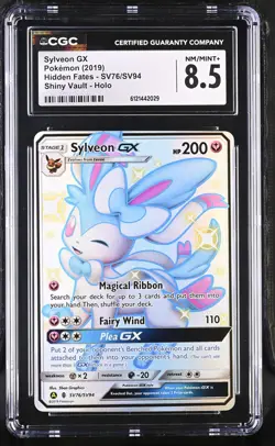 Sylveon Gx SV76/SV94 Shiny Vault Holo Hidden Fates Pokemon CGC 8.5 Nm/mint+ *029 - Image 1