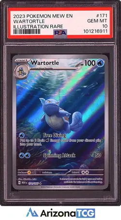 Pokemon 2023 Wartortle 171/165 Illustration Rare Mew GEM MINT PSA 10 - Image 1