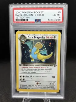Pokemon Team Rocket Dark Dragonite 1st Edition Holo #5/82 PSA 6 With Swirl - Image 1