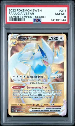 2022 POKEMON SWORD & SHIELD SILVER TEMPEST SECRET 211 FULL ART LUGIA VSTAR PSA 8 - Image 1