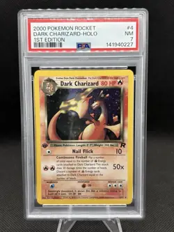 Pokemon 2000 Team Rocket Dark Charizard 1st Edition Holo Rare PSA 7 4/82 - Image 1