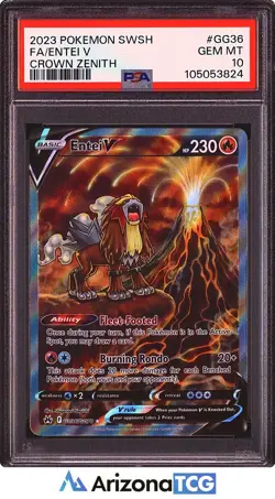 Pokemon 2023 Entei V GG36 Full Art Crown Zenith GEM MINT PSA 10 - Image 1