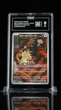 TEAM ROCKET'S MEOWTH 2025 POKEMON SCARLET & VIOLET #203/182 TAG Graded 9 - Image 1