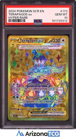 Pokemon 2024 Terapagos ex 173/142 Gold HR Stellar Crown GEM MINT PSA 10 - Image 1