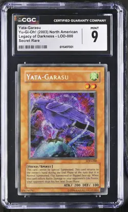 Yata-garasu LOD-000 Secret Rare Yugioh CGC 9 Mint *001 - Image 1