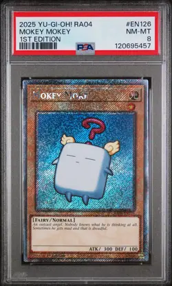 Mokey Mokey RA04-EN126 1st Edition Platinum Secret Rare Yugioh PSA 8 *457 - Image 1