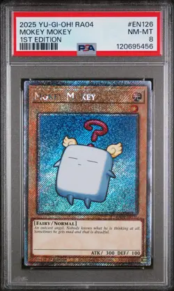 Mokey Mokey RA04-EN126 1st Edition Platinum Secret Rare Yugioh PSA 8 *456 - Image 1