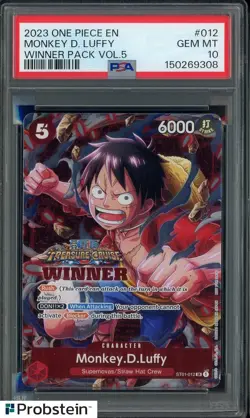 #2 2023 One Piece EN Winner Pack Vol.5 #012 Monkey D. Luffy PSA 10 GEM MINT - Image 1