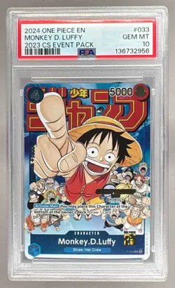 136732956 Monkey D. Luffy 2024 One Piece 2023 Championship Promo P-033 PSA 10 - Image 1