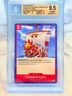 2022 One Piece THOUSAND SUNNY SUPER PRE RELEASE BGS 9.5 GEM ST01-017 STRAW HAT - Image 1