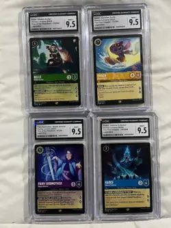 Disney Lorcana CGC 9.5 lot of 4 Stitch surfer Belle Fairy Hades Legendary - Image 1