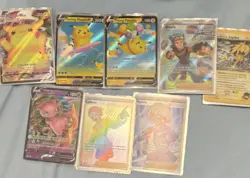 Pokemon TCG 8 Card Lot - Pikachu, Mew, Trainer, Holo, English, Standard Size - Image 1