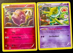 Hypno Clefairy LP Non Holo Trippy Fairy Psychic Rainbow Art 2 Card Pokemon Set! - Image 1