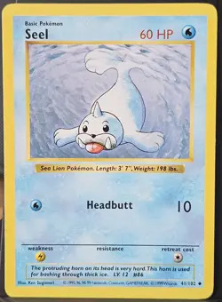 Pokemon Seel 60 HP Uncommon Base Set Shadowless 041/102 Regular TCG Card 1999 - Image 1