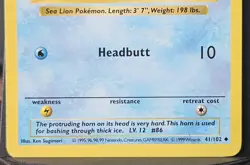 Pokemon Seel 60 HP Uncommon Base Set Shadowless 041/102 Regular TCG Card 1999 - Image 4