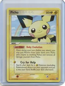 POKEMON Card PICHU 21/108 NON-HOLO RARE POWER KEEPERS LP - Image 1