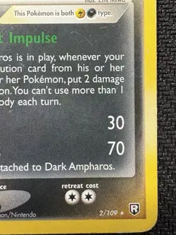 Pokemon TCG Dark Ampharos EX Team Rocket Returns 2/109 Holo Rare 2004 Card - Image 4