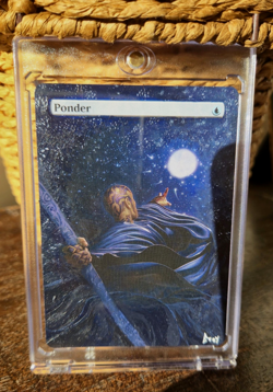 Hand painted, professional MTG Alter of PONDER, textless with one-touch case! - Image 1