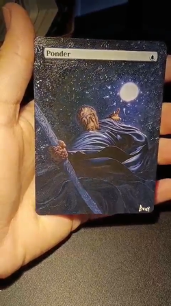 Hand painted, professional MTG Alter of PONDER, textless with one-touch case! - Image 2