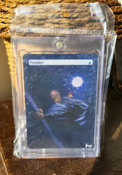 Hand painted, professional MTG Alter of PONDER, textless with one-touch case! - Image 3