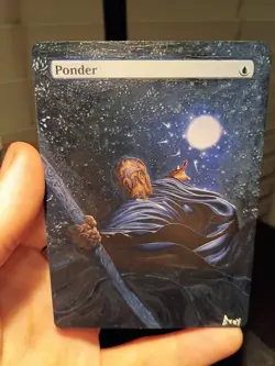 Hand painted, professional MTG Alter of PONDER, textless with one-touch case! - Image 4