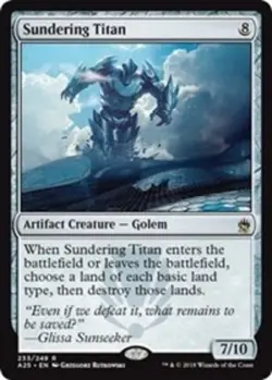 MTG Sundering Titan - Foil, Masters 25, Heavily Played, English - Image 1