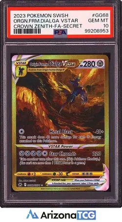 Pokemon 2023 Origin Forme Dialga VSTAR GG68 Full Art SR Crown Zenith PSA 10 - Image 1