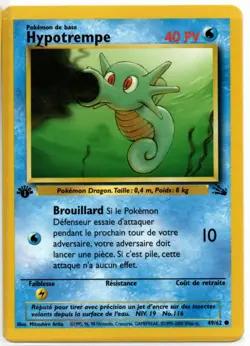 French Horsea 49/62 LP 1st Edition Vintage Fossil Pokemon Card. Fast Shipping! - Image 1