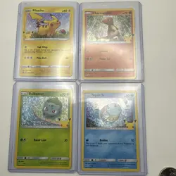Pokemon McDonald's 25th Anniversary Pikachu Squirtle Charmander Bulbasaur HOLO - Image 1