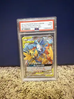 2019 POKEMON SUN & MOON HIDDEN FATES 66 MOLTRES ZAPDOS&ARTICUNO TAG TEAM PSA 9 - Image 1