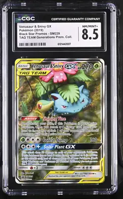 Venusaur & Snivy Gx SM229 Holo Promo Pokemon CGC 8.5 Nm/mint+ *007 - Image 1