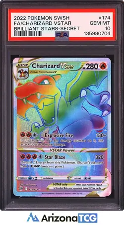 Pokemon 2022 Charizard VSTAR 174/172 Full Art SR Brilliant Stars GEM MINT PSA 10 - Image 1