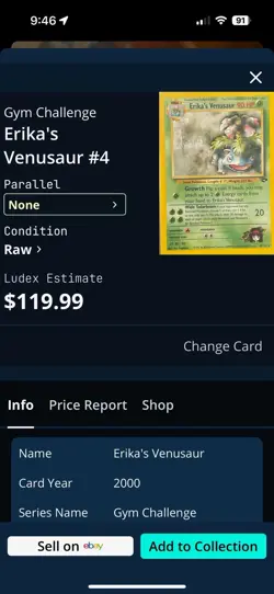 Erika's Venusaur 4/132 Gym Challenge Holo Rare Swirl MP/LP Pokemon TCG - Image 2