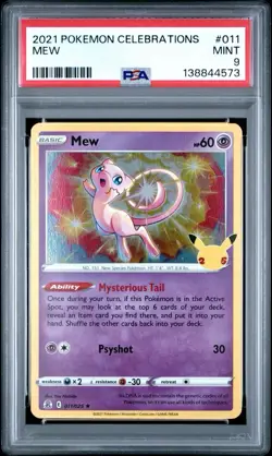 2021 POKEMON CELEBRATIONS #011 MEW 011/025 MINT PSA 9 STAMP HOLO 25TH CLASSIC - Image 1