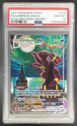 Umbreon VMAX 2021 Pokemon Sword & Shield Evolving Skies #215 Alt Art PSA 10 - Image 1